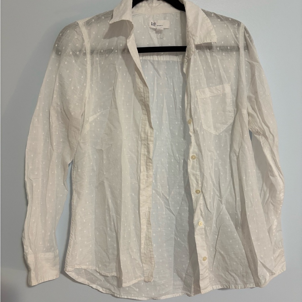 Gap Boyfriend Fit White Button-Up Shirt